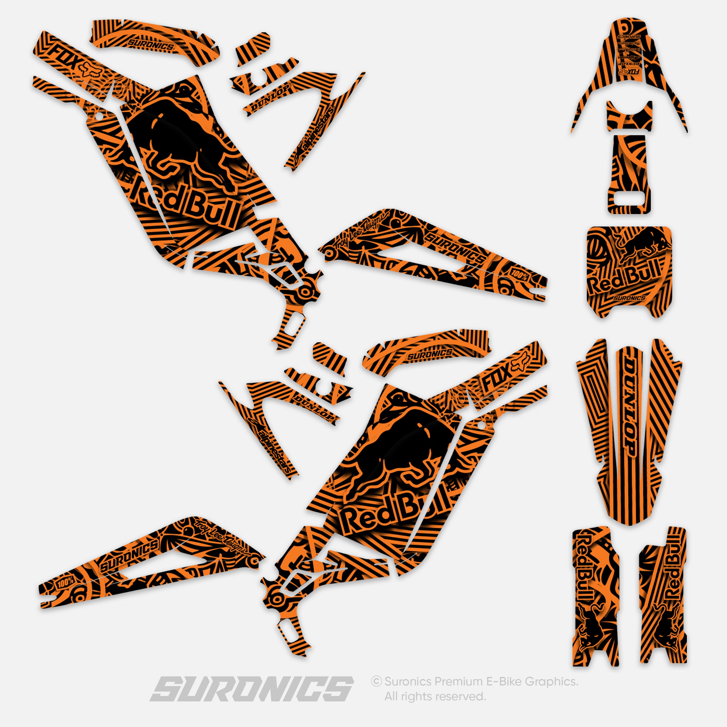 RACE ART BLACK ORANGE Surron Light Bee Graphics kit
