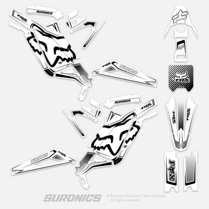 FOX RACER WHITE BLACK Surron Light Bee Graphics kit