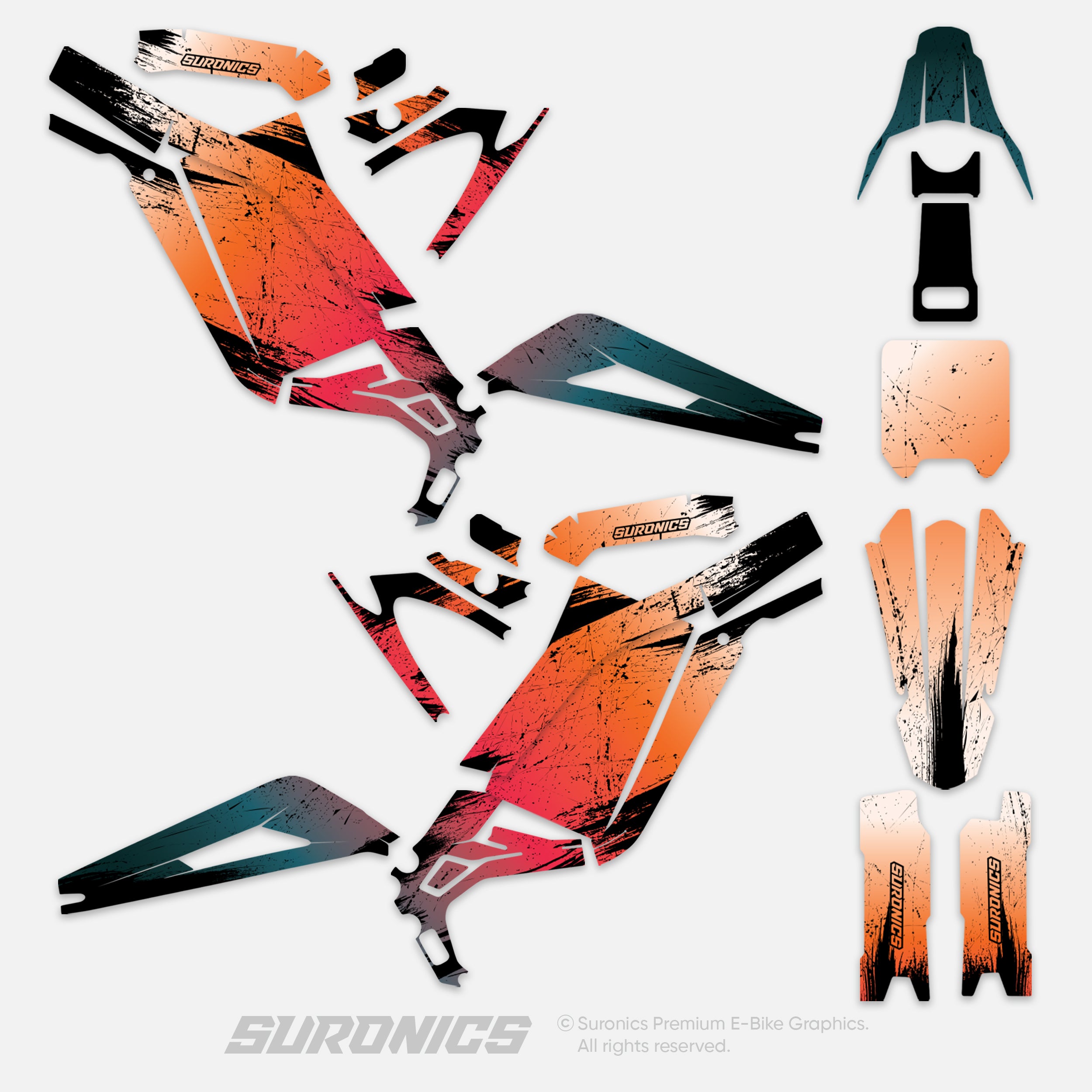 FADE ORANGE AVENTURE Surron Light Bee Graphics kit