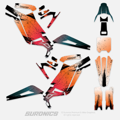 FADE ORANGE AVENTURE Surron Light Bee Graphics kit