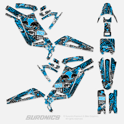 STICKY BLACK CYAN Surron Light Bee Graphics kit