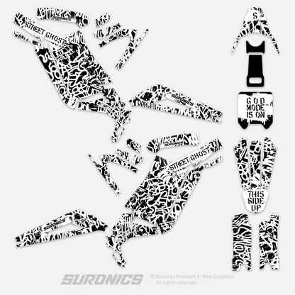 STREET GHOST BLACK WHITE Surron Light Bee Graphics kit