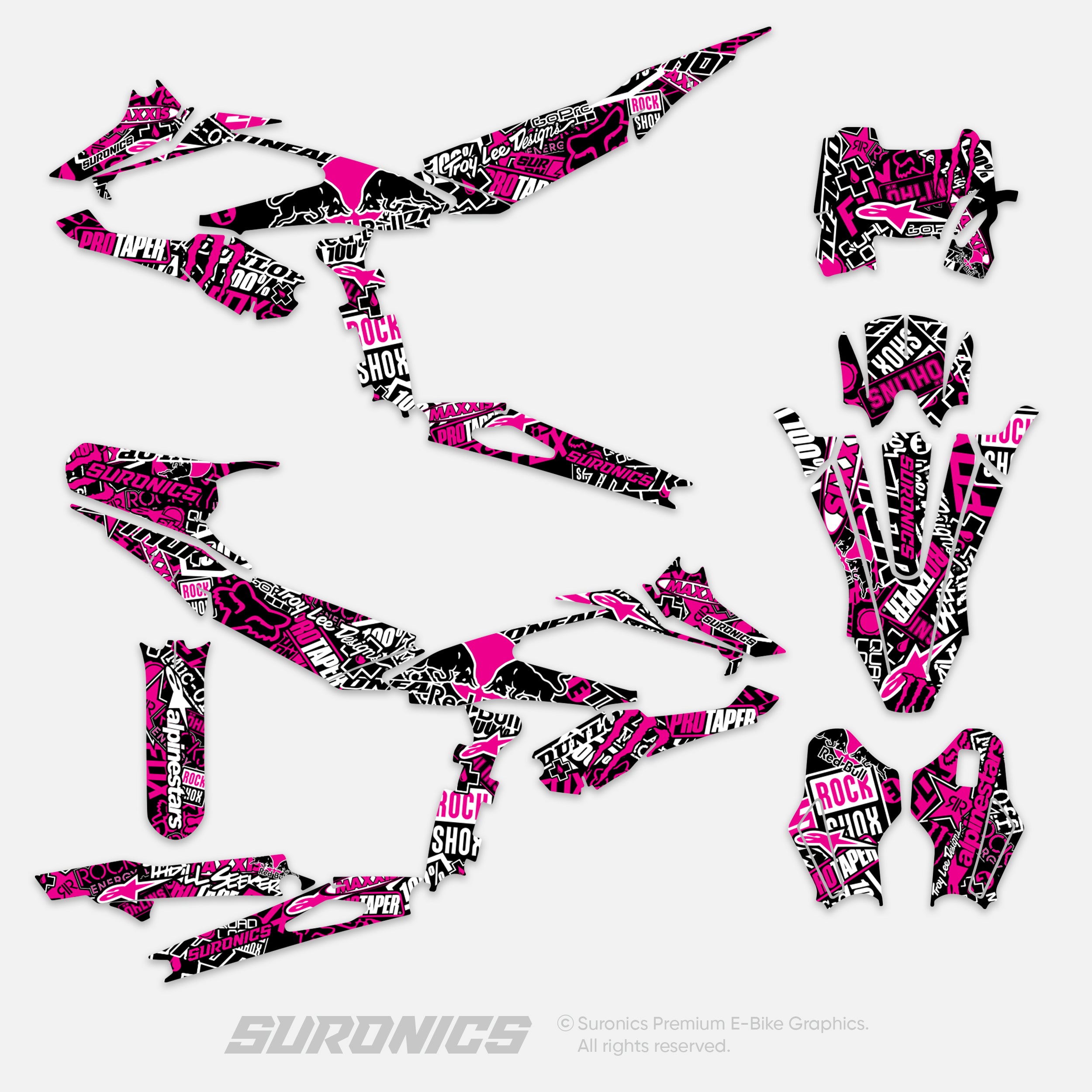 STIKCY BLACK MAGENTA Surron Hyper Bee Graphics kit