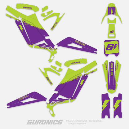 HALF PURPLE GREEN Surron Light Bee Graphics kit
