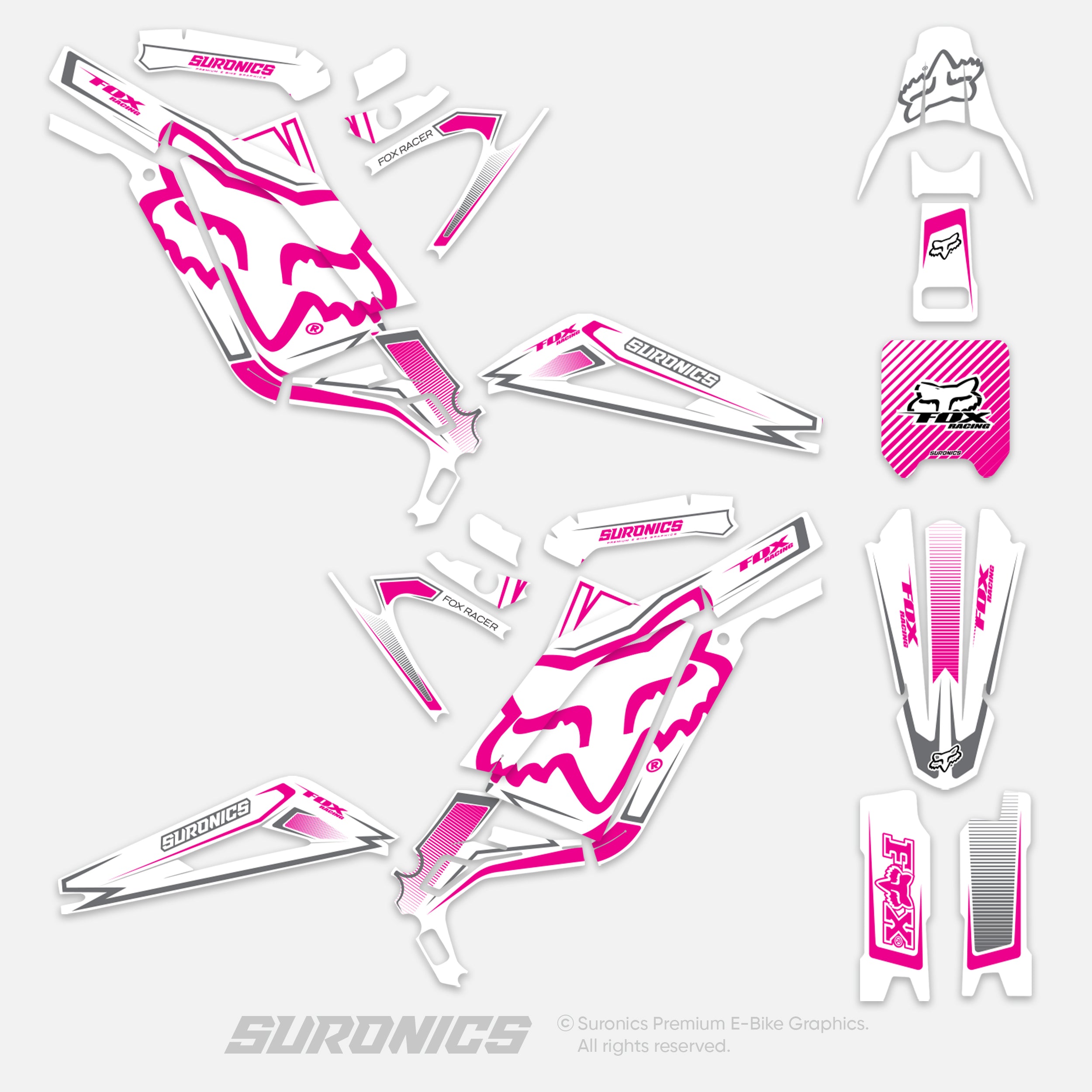 FOX RACER WHITE MAGENTA Surron Light Bee Graphics kit