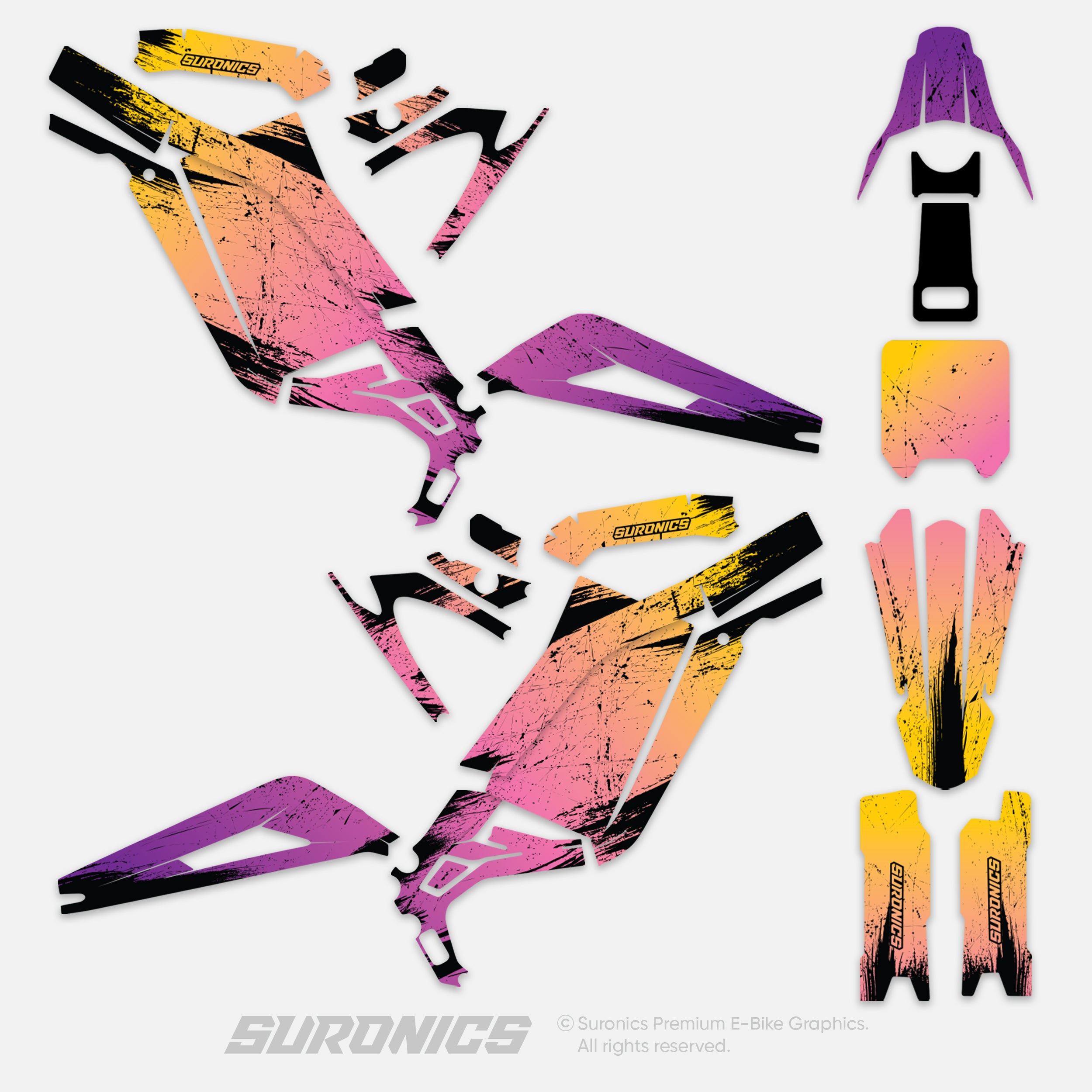 FADE PURPLE YELLOW Surron Light Bee Graphics kit