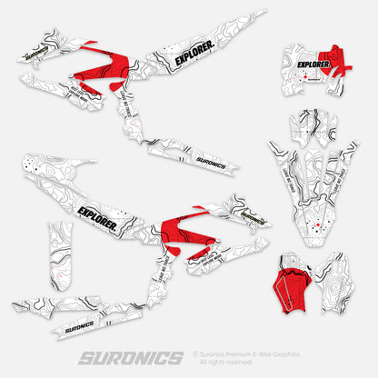EXPLORER WHITE RED Surron Hyper Bee Graphics kit