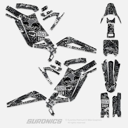 STICKY BLACK GREY Surron Light Bee Graphics kit