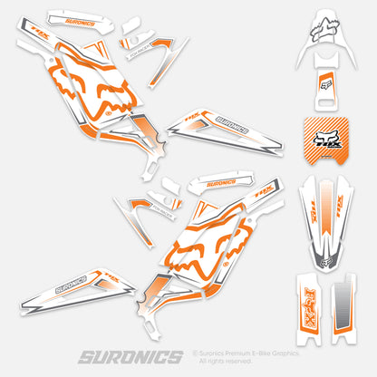 FOX RACER WHITE ORANGE Surron Light Bee Graphics kit