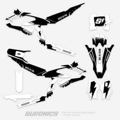 HALF BLACK WHITE Surron Hyper Bee Graphics kit