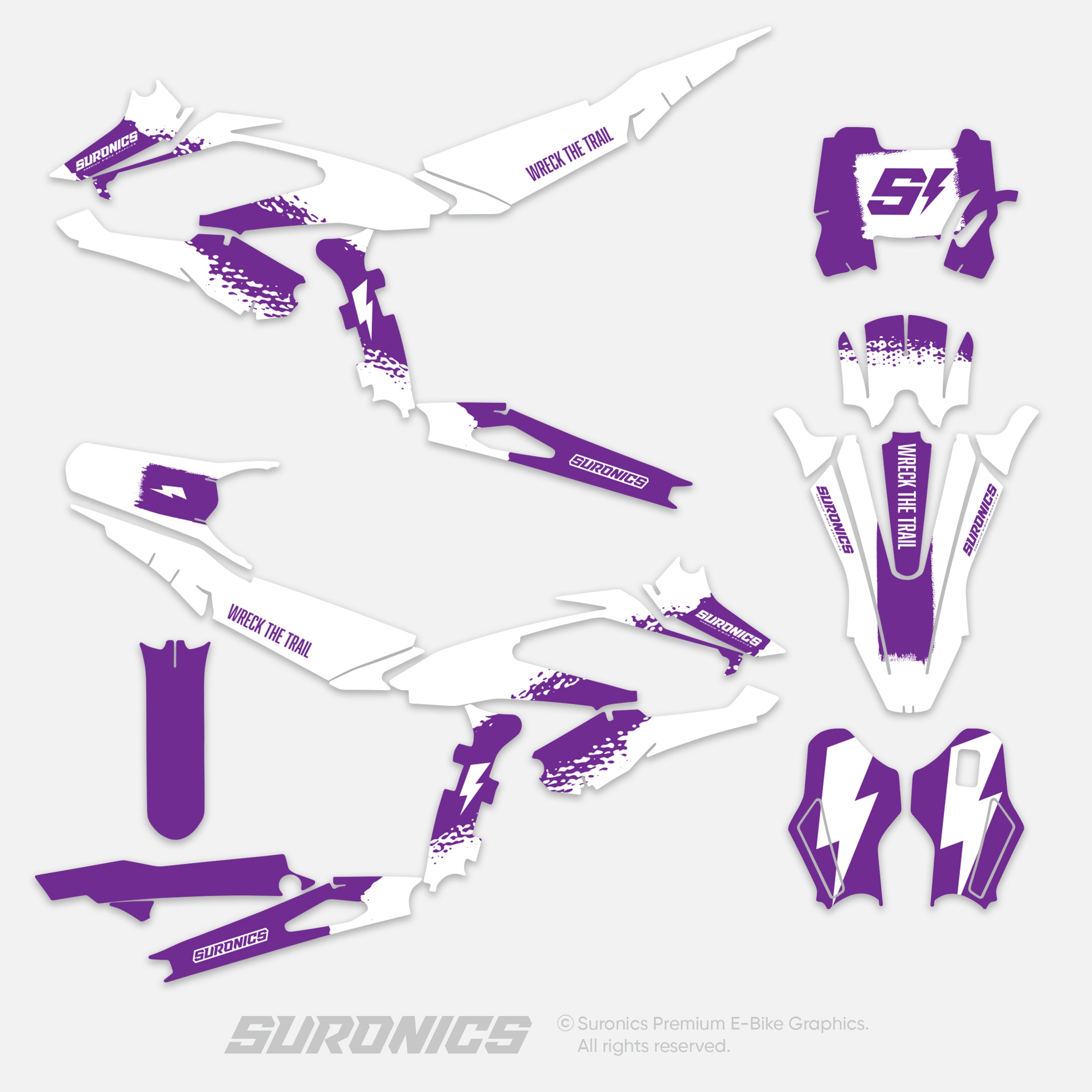 HALF WHITE PURPLE Surron Hyper Bee Graphics kit