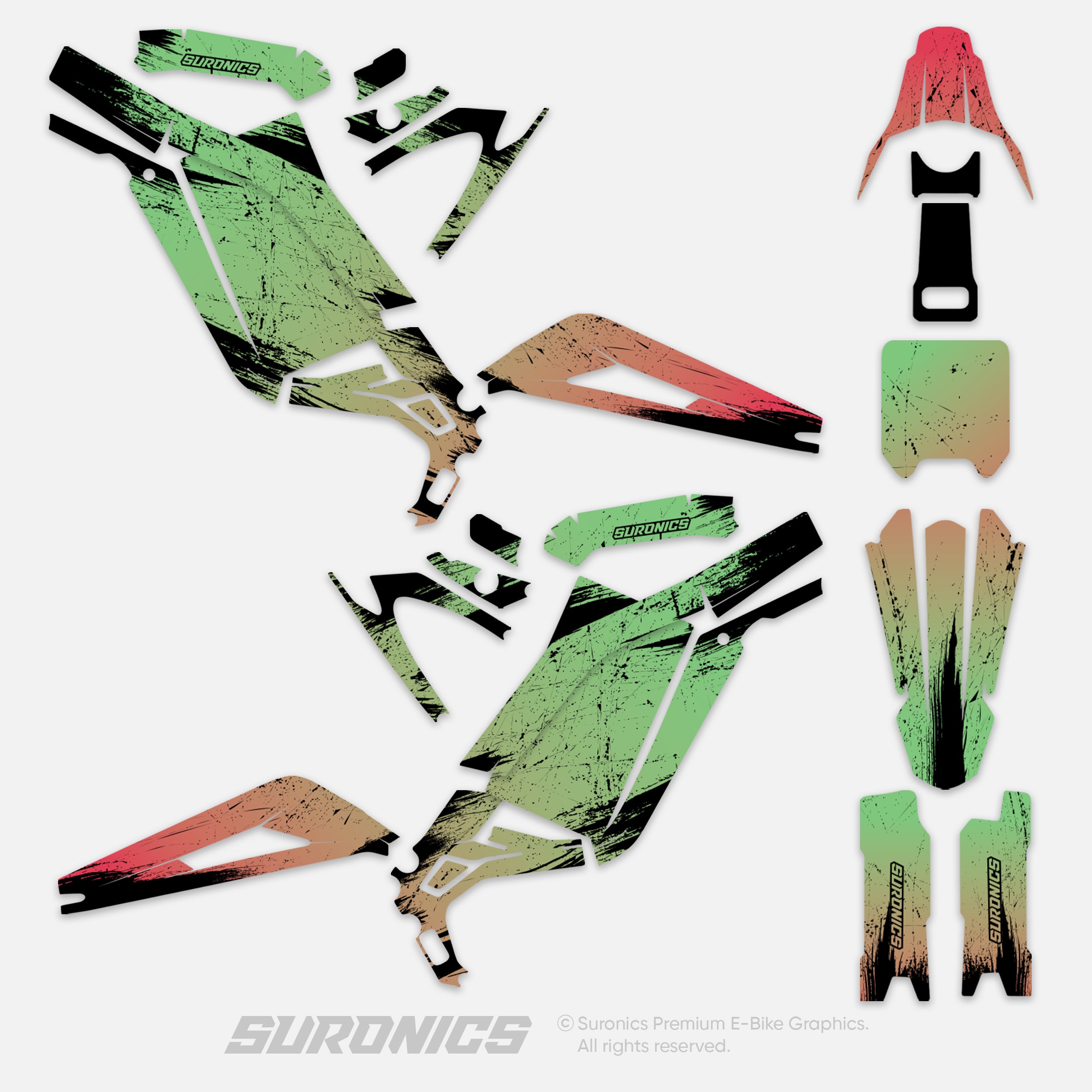 FADE RED GREEN Surron Light Bee Graphics kit
