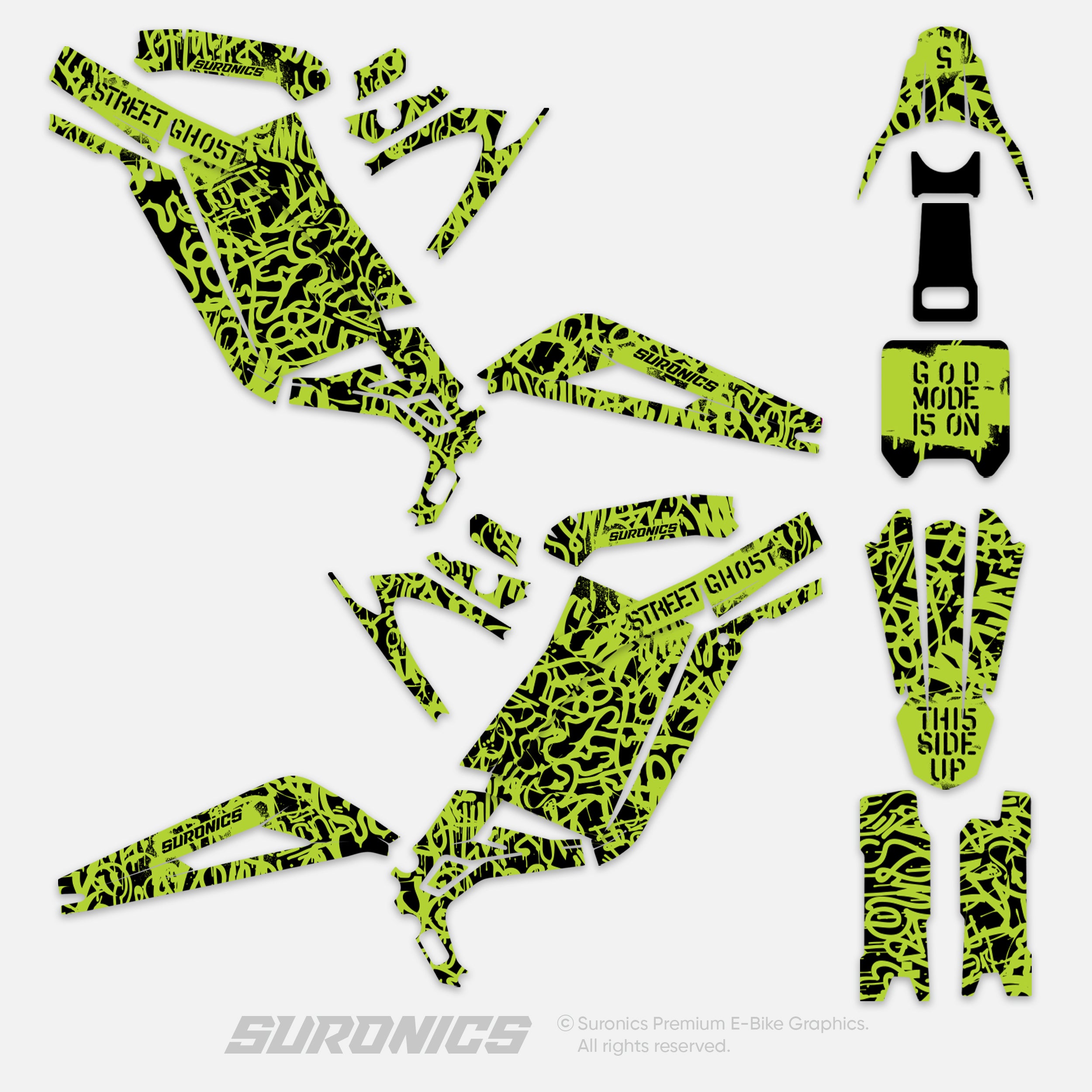 STREET GHOST BLACK GREEN Surron Light Bee Graphics kit