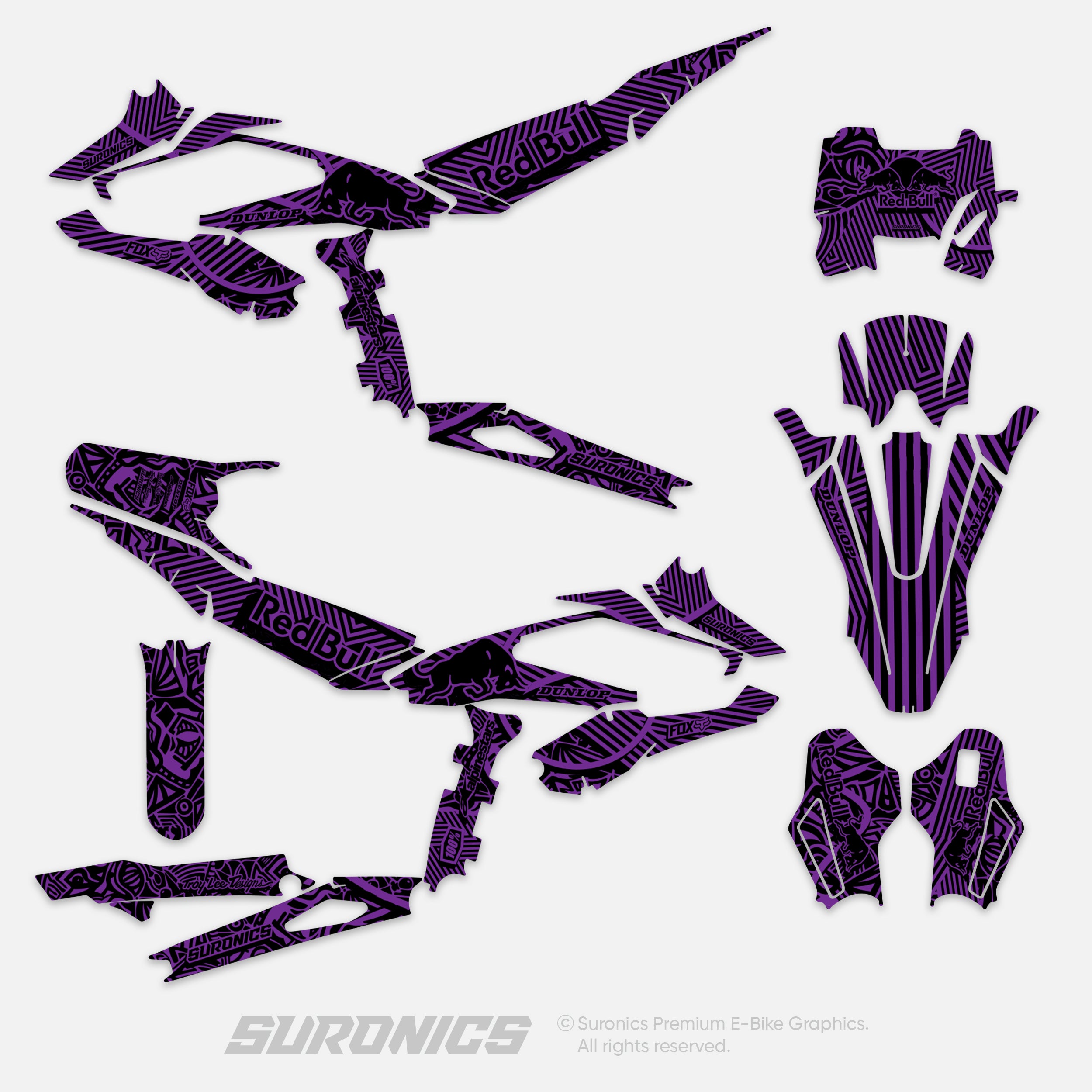 RACE ART BLACK PURPLE Surron Hyper Bee Graphics kit