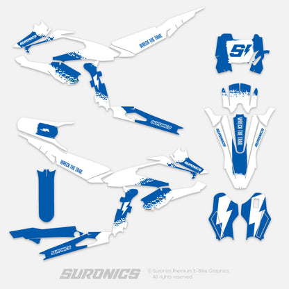 HALF WHITE BLUE Surron Hyper Bee Graphics kit