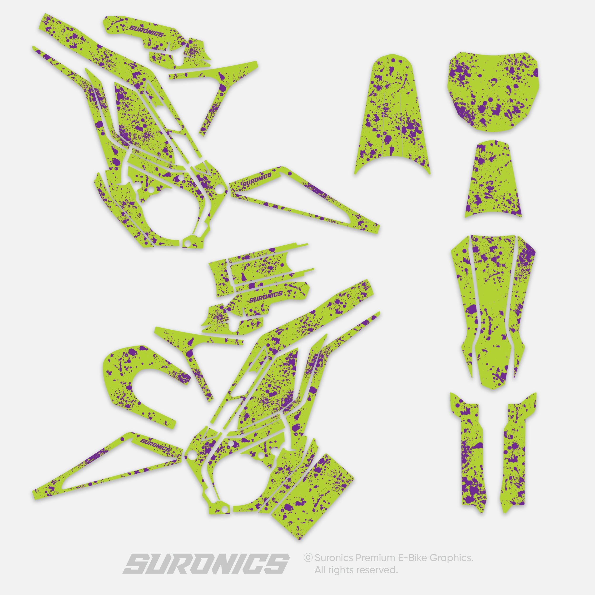 SPLATTER GREEN PURPLE Eride Pro SS SR Graphics kit