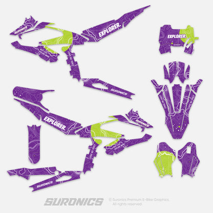 EXPLORER PURPLE GREEN Surron Hyper Bee Graphics kit
