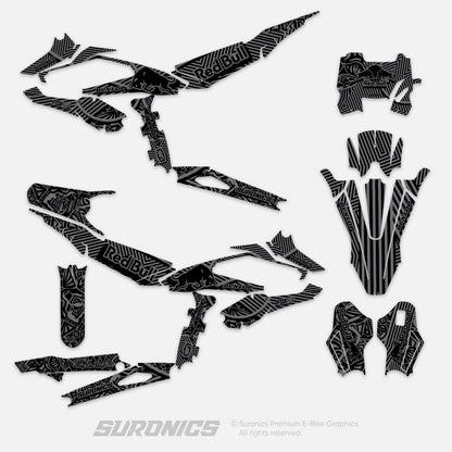 RACE ART BLACK GREY Surron Hyper Bee Graphics kit