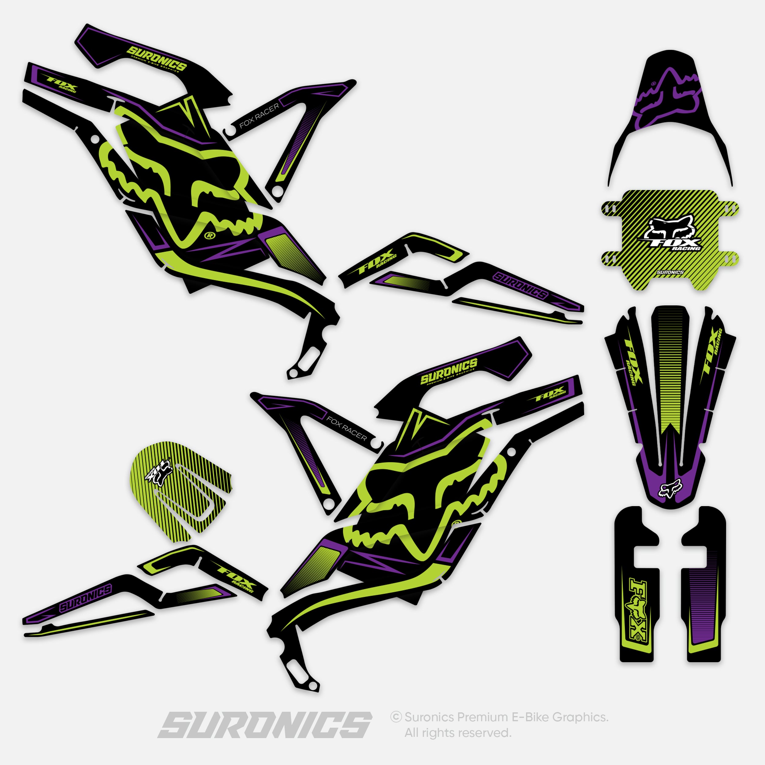 FOX RACER BLACK GREEN 79Bike Falcon PRO / GT / M Graphics kit