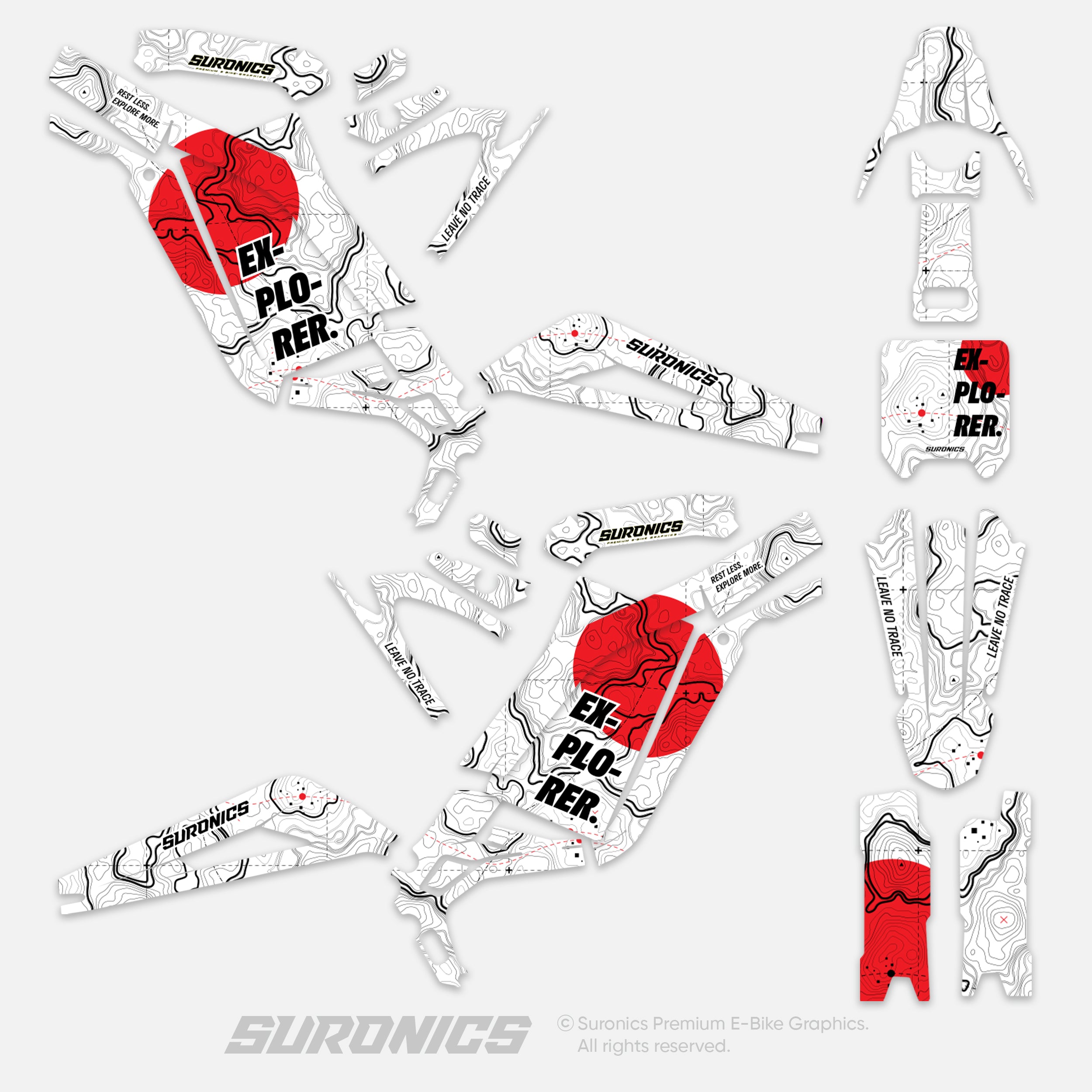 EXPLORER WHITE RED Surron Light Bee Graphics kit