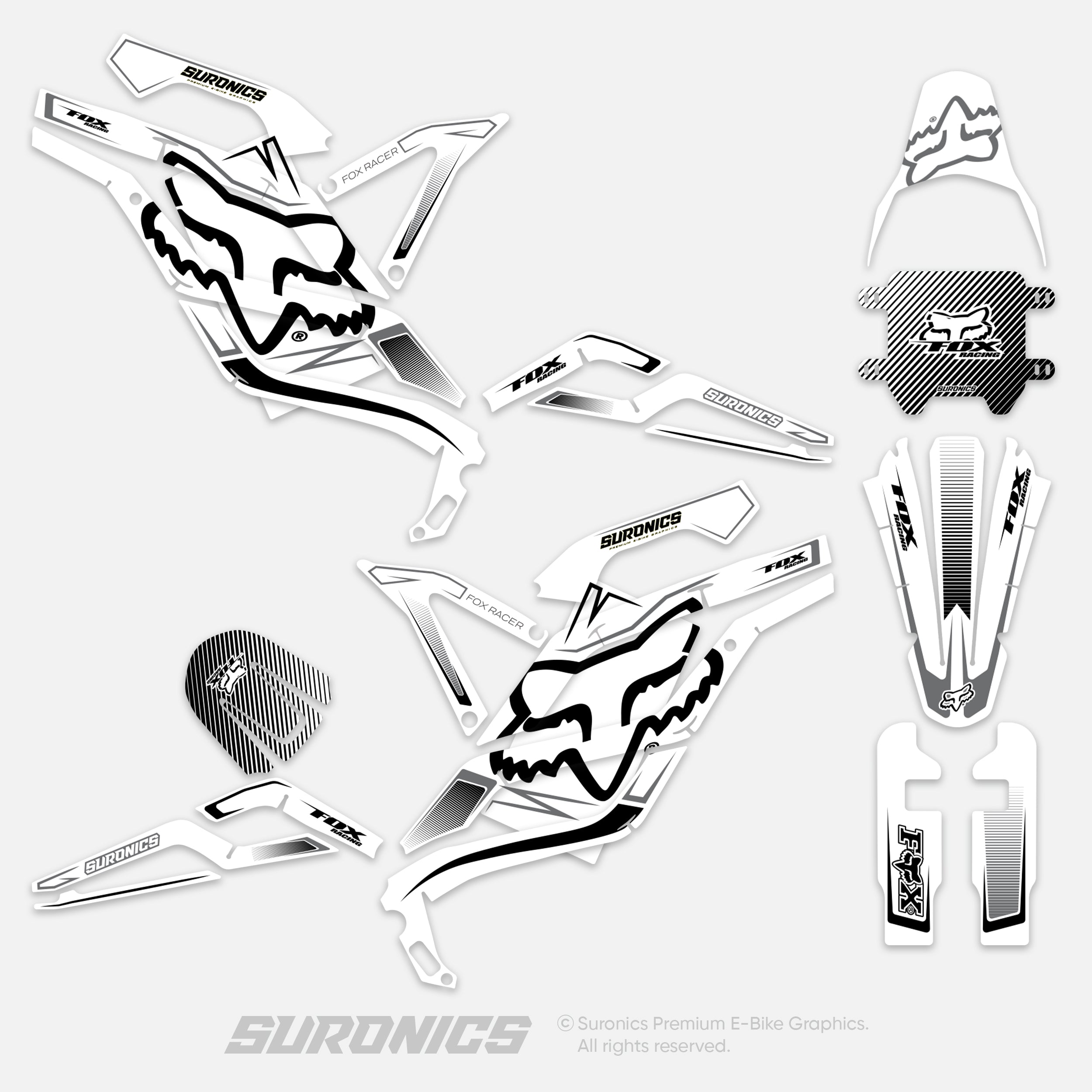 FOX RACER WHITE BLACK Ventus One Graphics kit