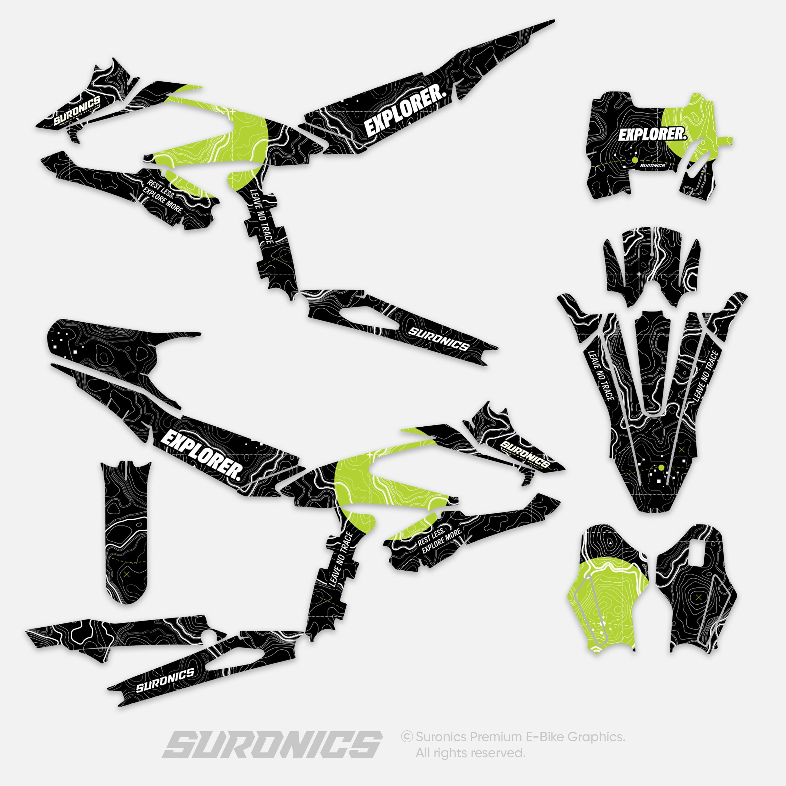 EXPLORER BLACK GREEN Surron Hyper Bee Graphics kit
