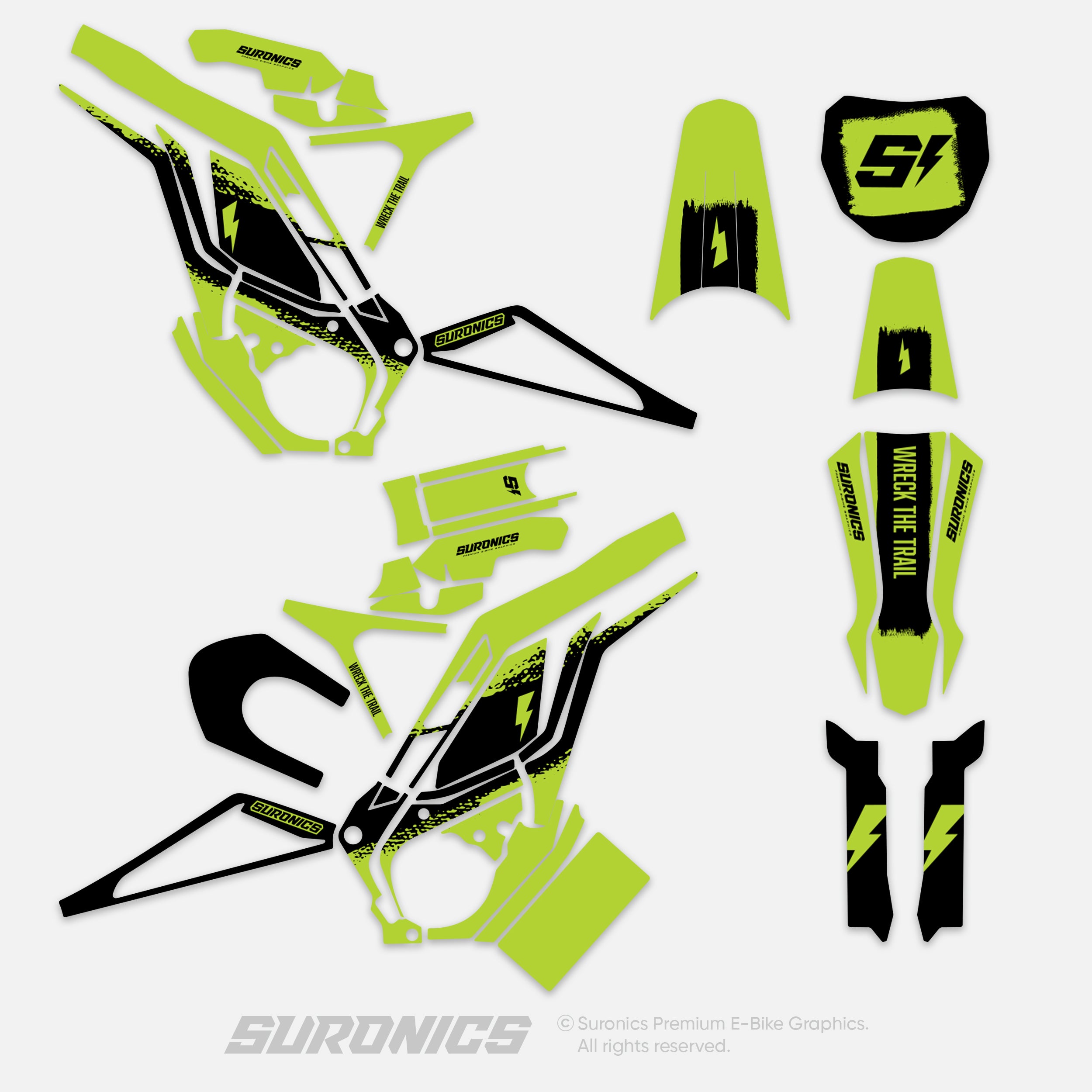 HALF GREEN BLACK E-Ride Pro SS SR Graphics kit