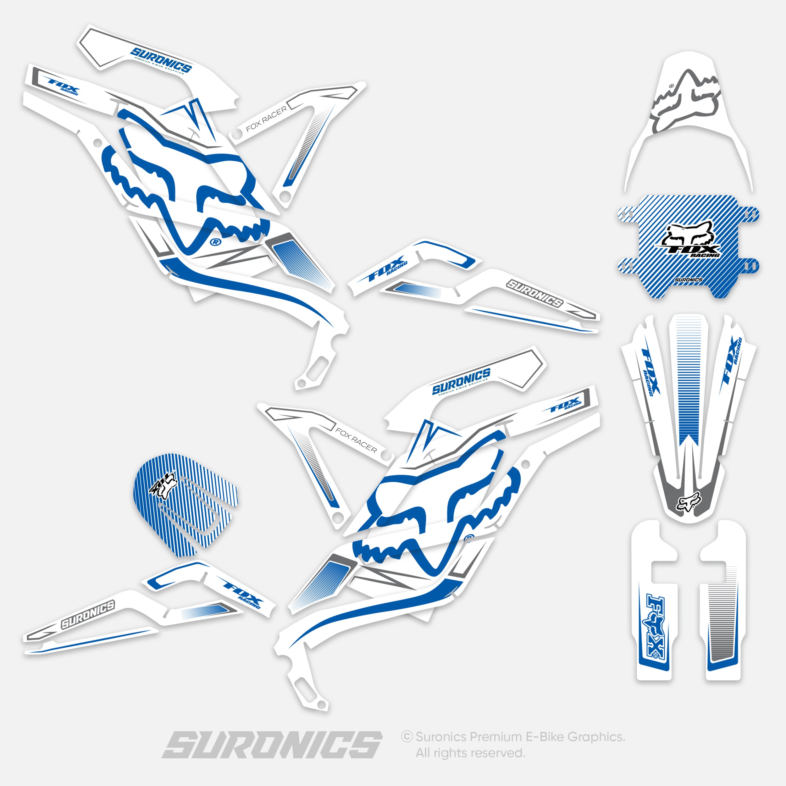 FOX RACER WHITE BLUE Ventus One Graphics kit