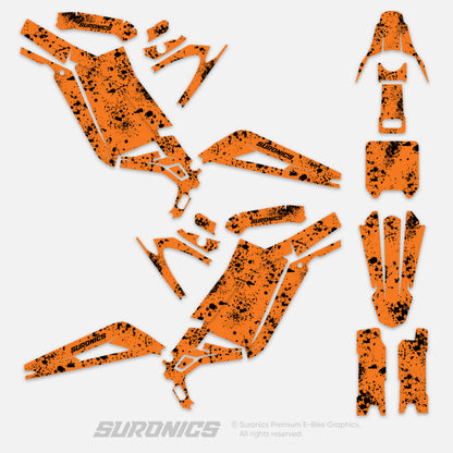 SPLATTER ORANGE BLACK Surron Light Bee Graphics kit
