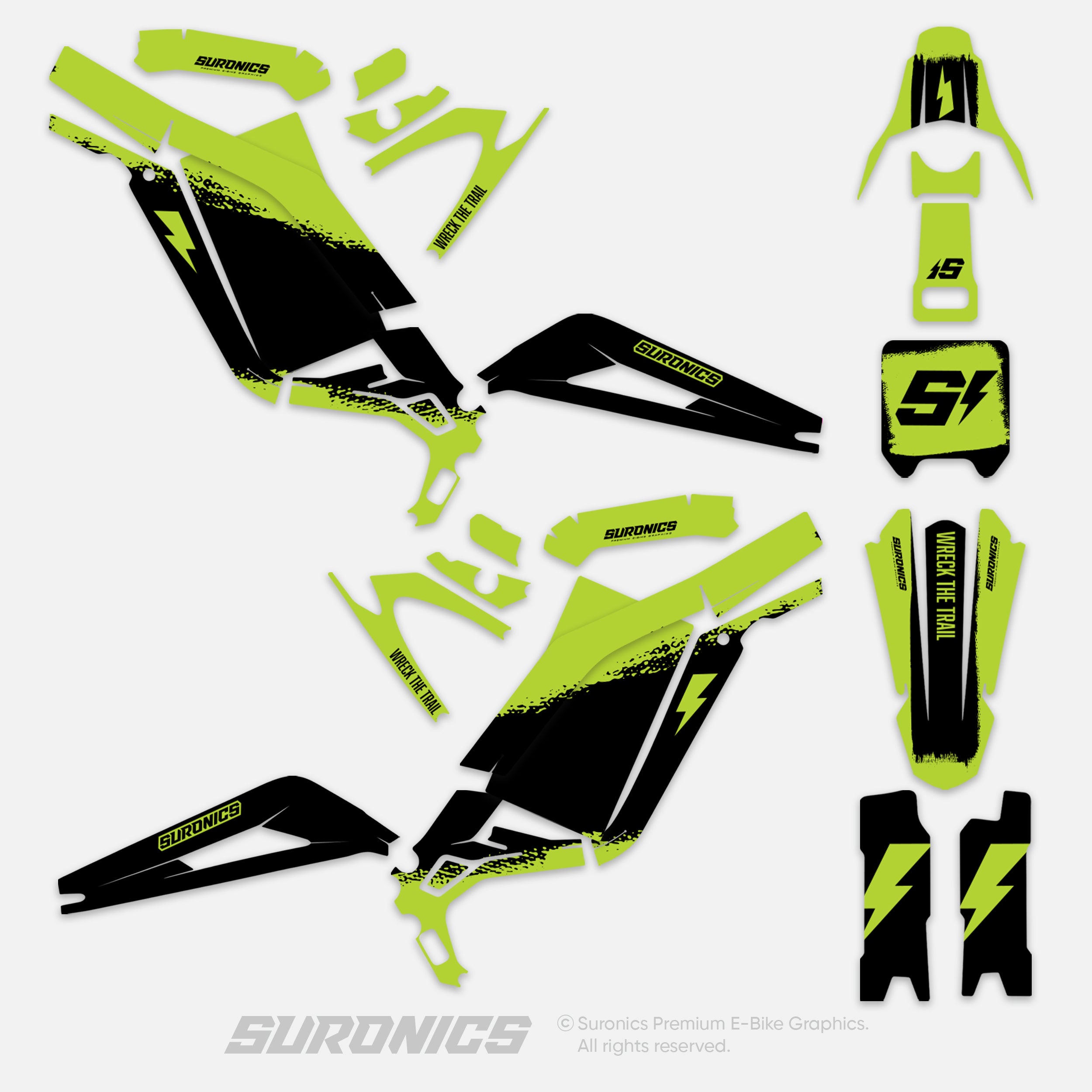 HALF BLACK GREEN Surron Light Bee Graphics kit