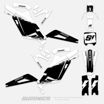 HALF BLACK WHITE Surron Light Bee Graphics kit
