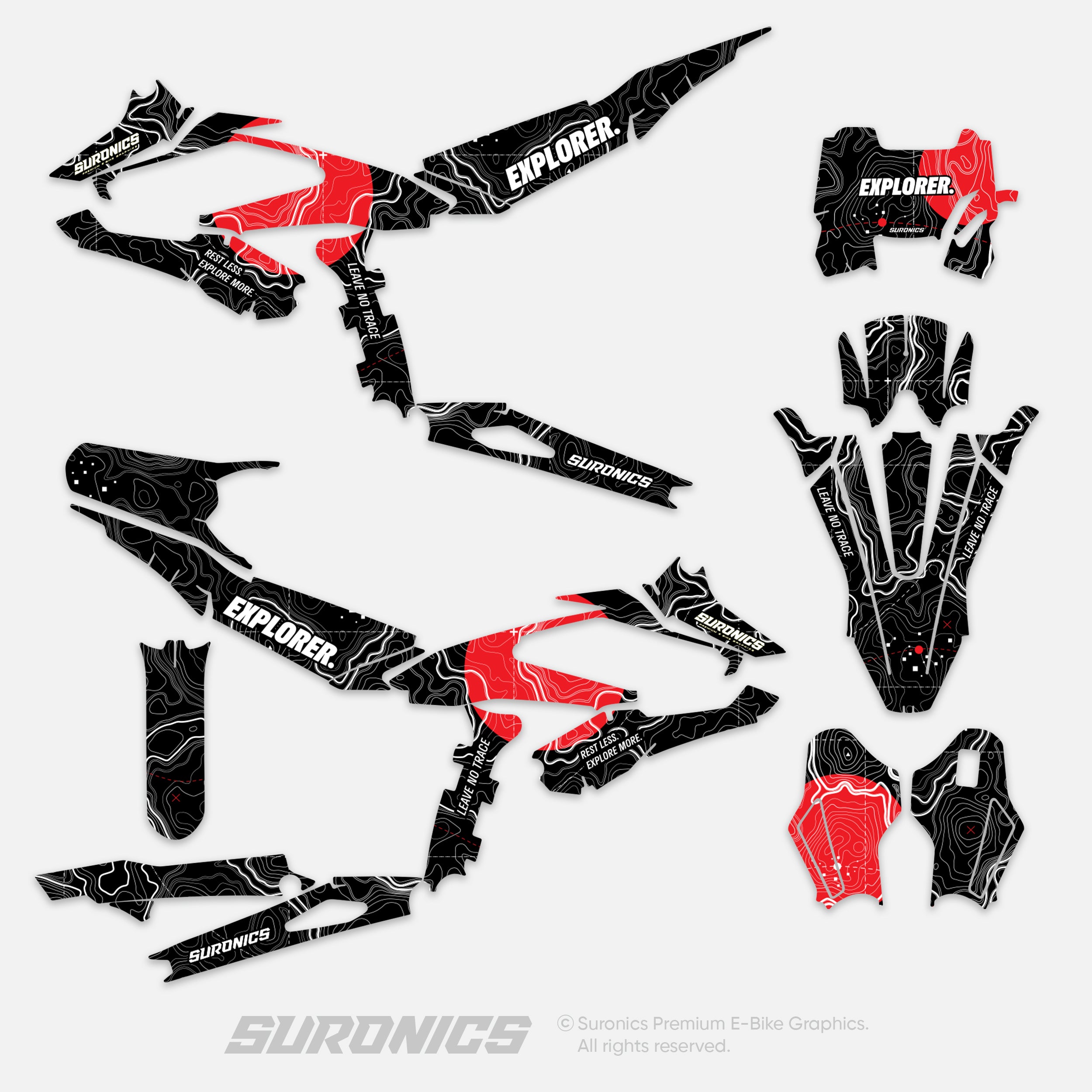 EXPLORER BLACK RED Surron Hyper Bee Graphics kit