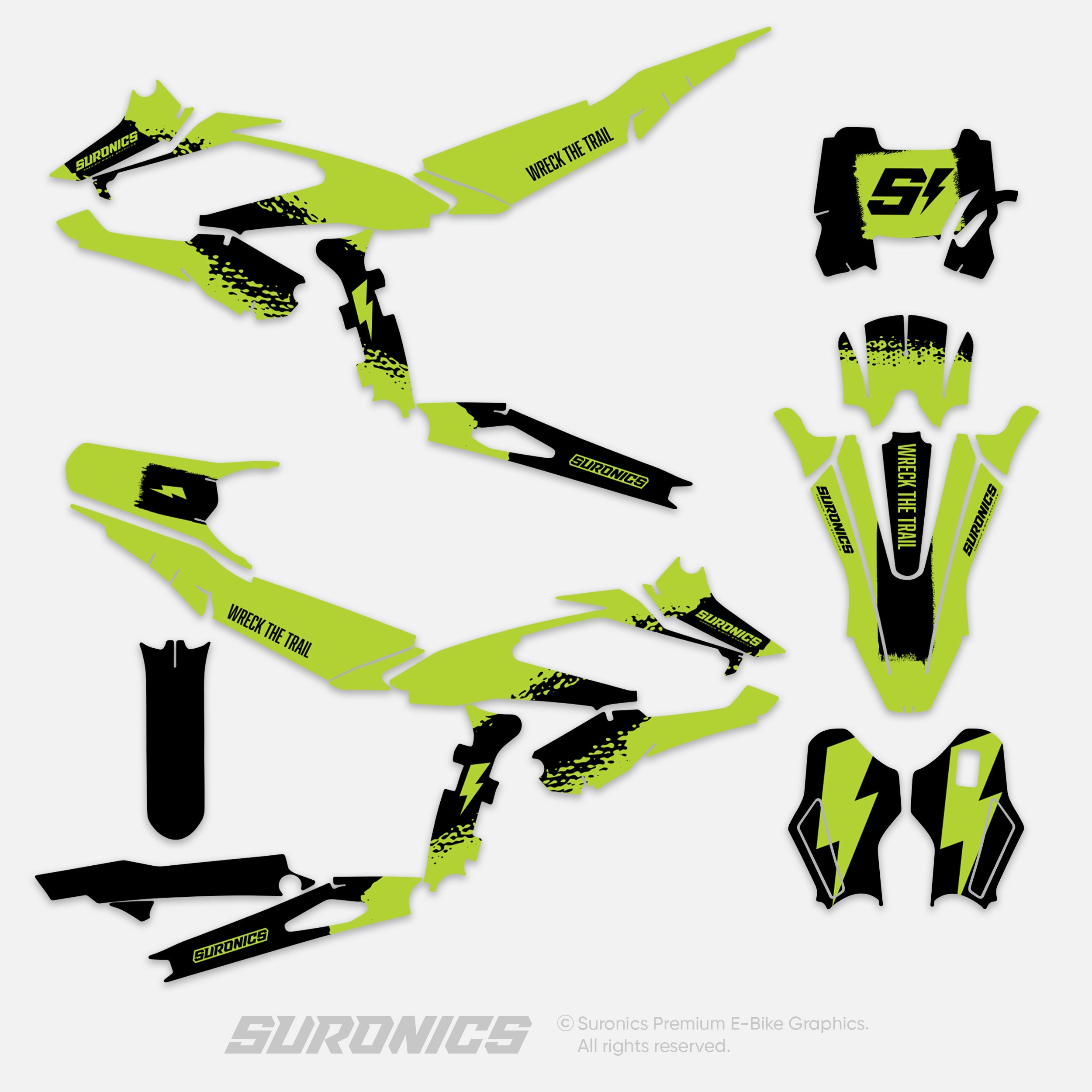 HALF GREEN BLACK Surron Hyper Bee Graphics kit