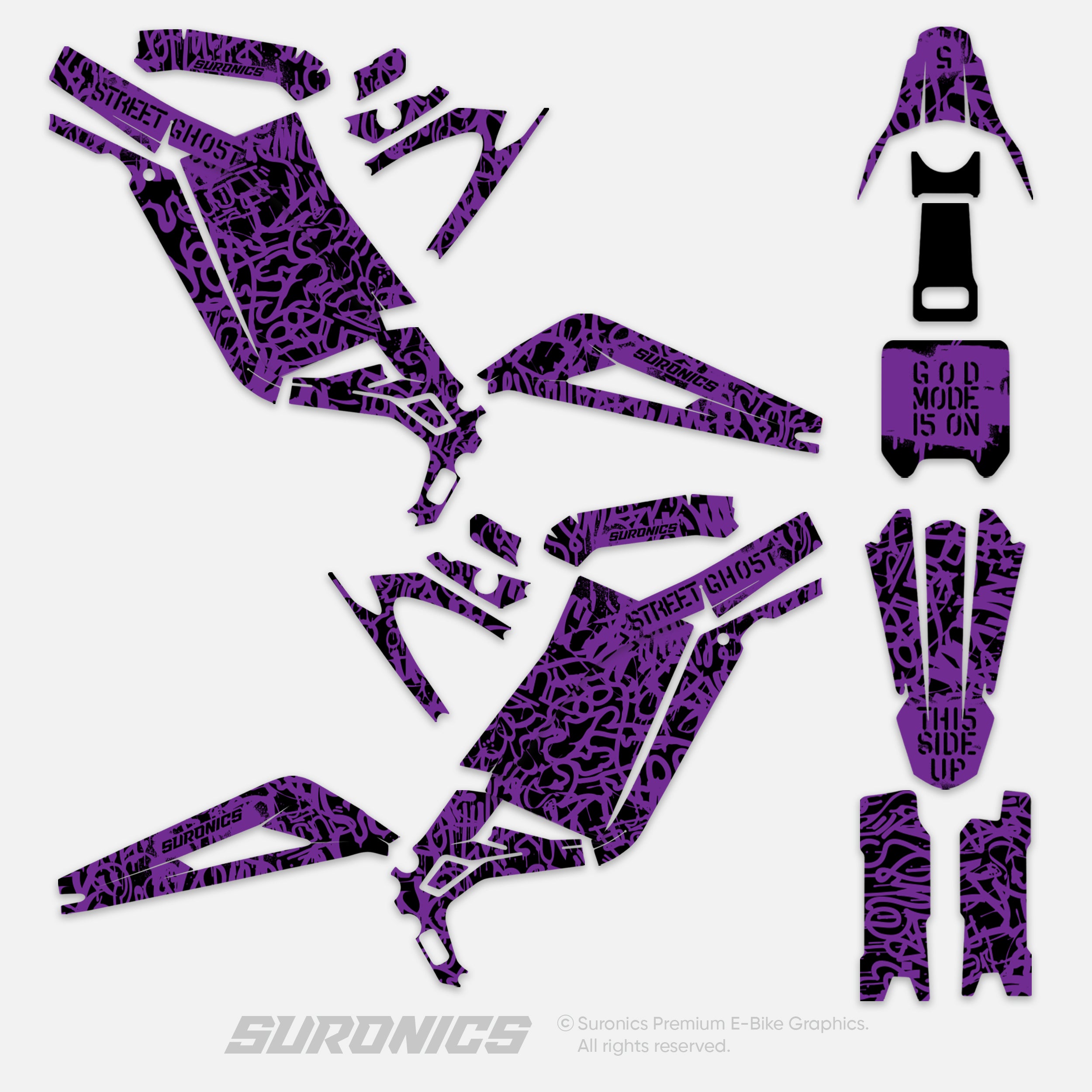 STREET GHOST BLACK PURPLE Surron Light Bee Graphics kit