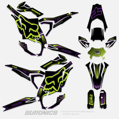 FOX RACER BLACK GREEN Surron Ultra Bee Graphics kit