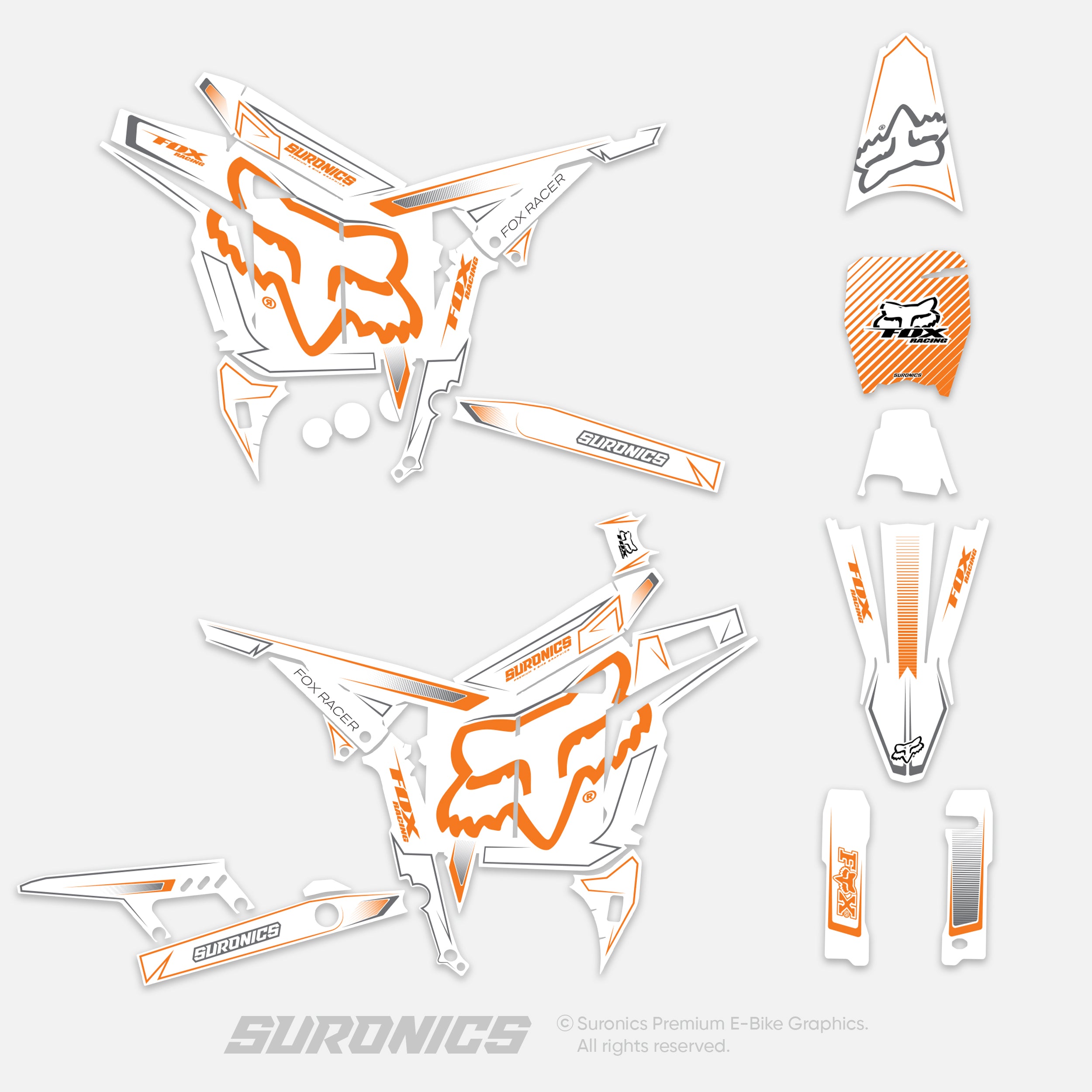 FOX RACER WHITE ORANGE Talaria Komodo Graphics kit