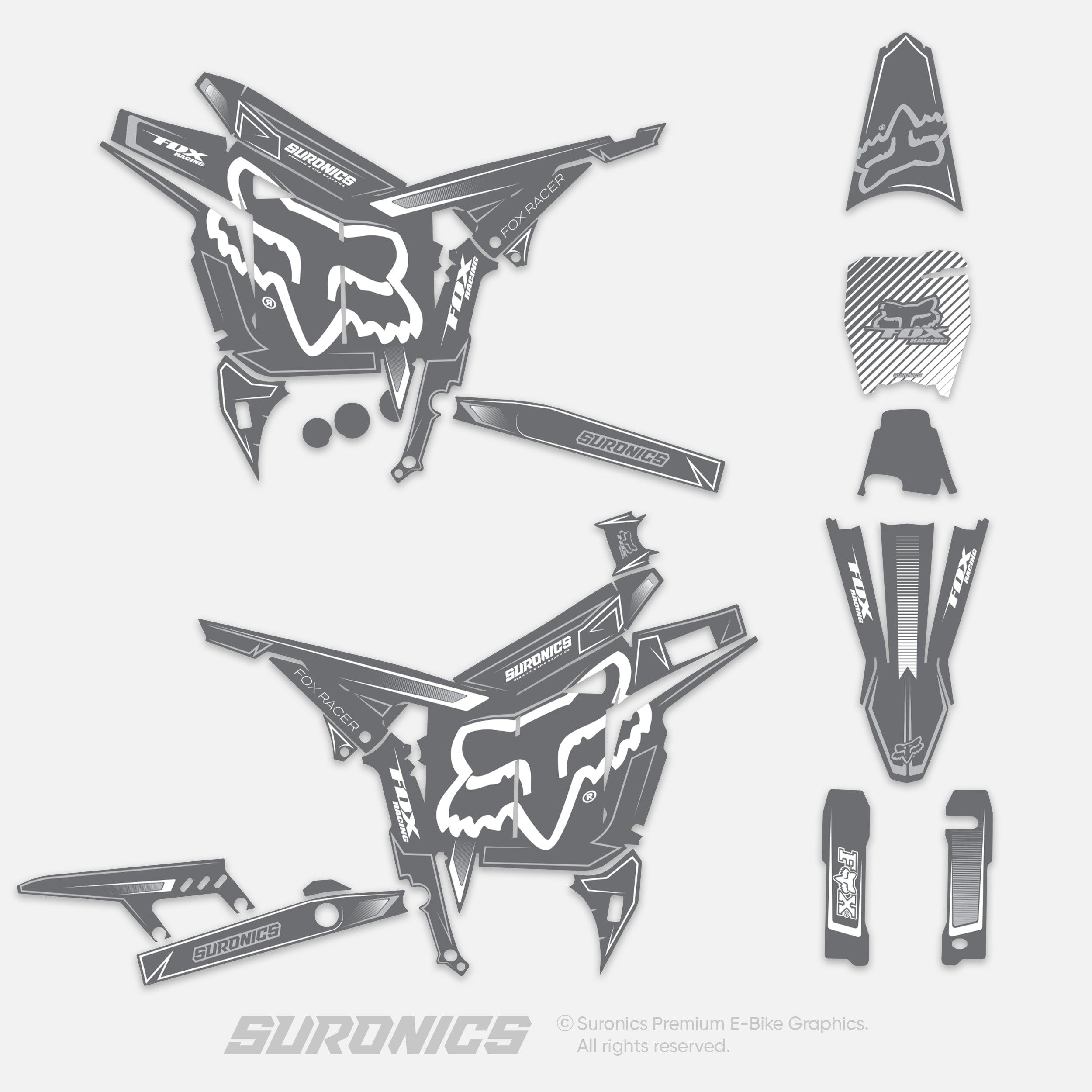 FOX RACER GREY WHITE Talaria Komodo Graphics kit