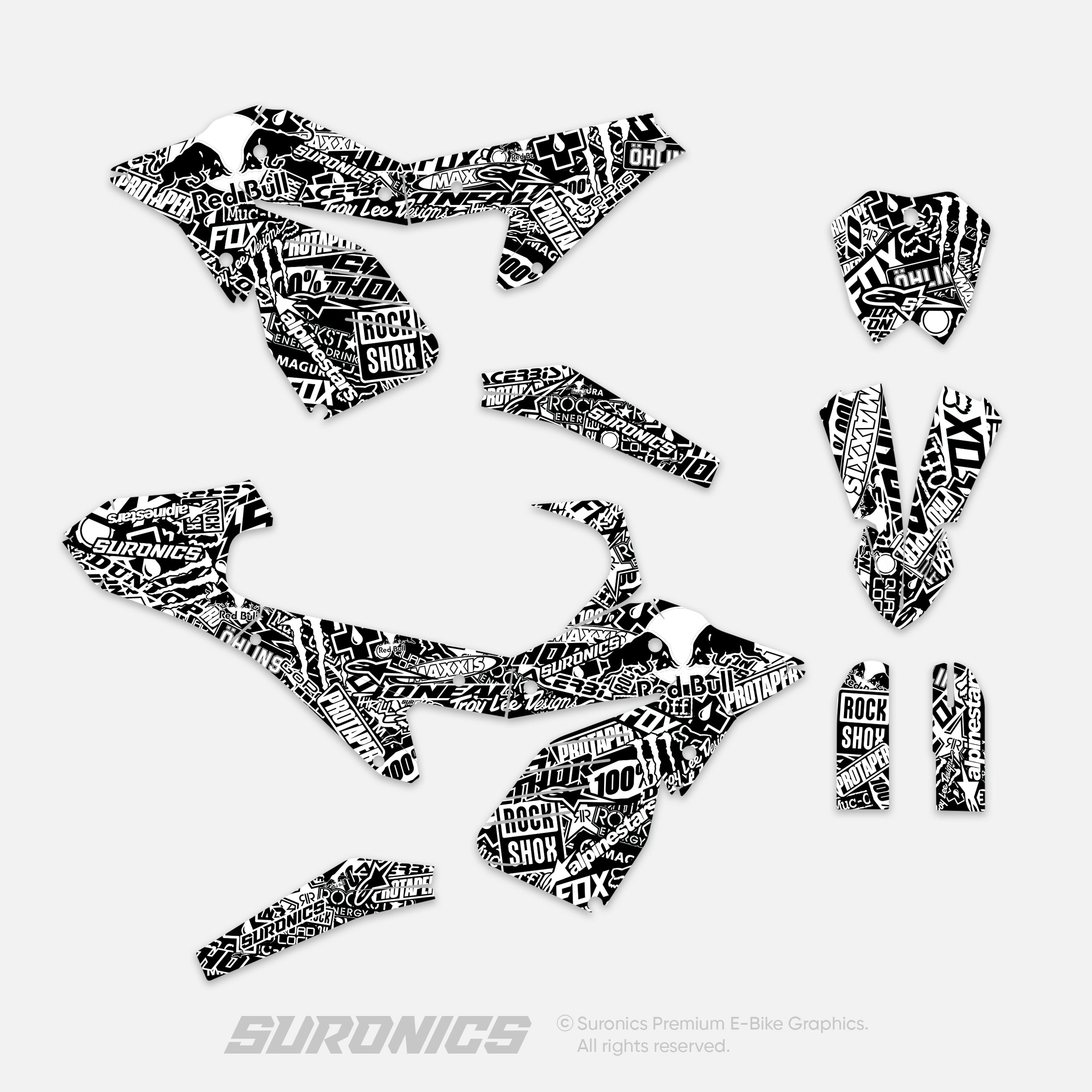 STICKY BLACK WHITE ETM RTR Graphics kit