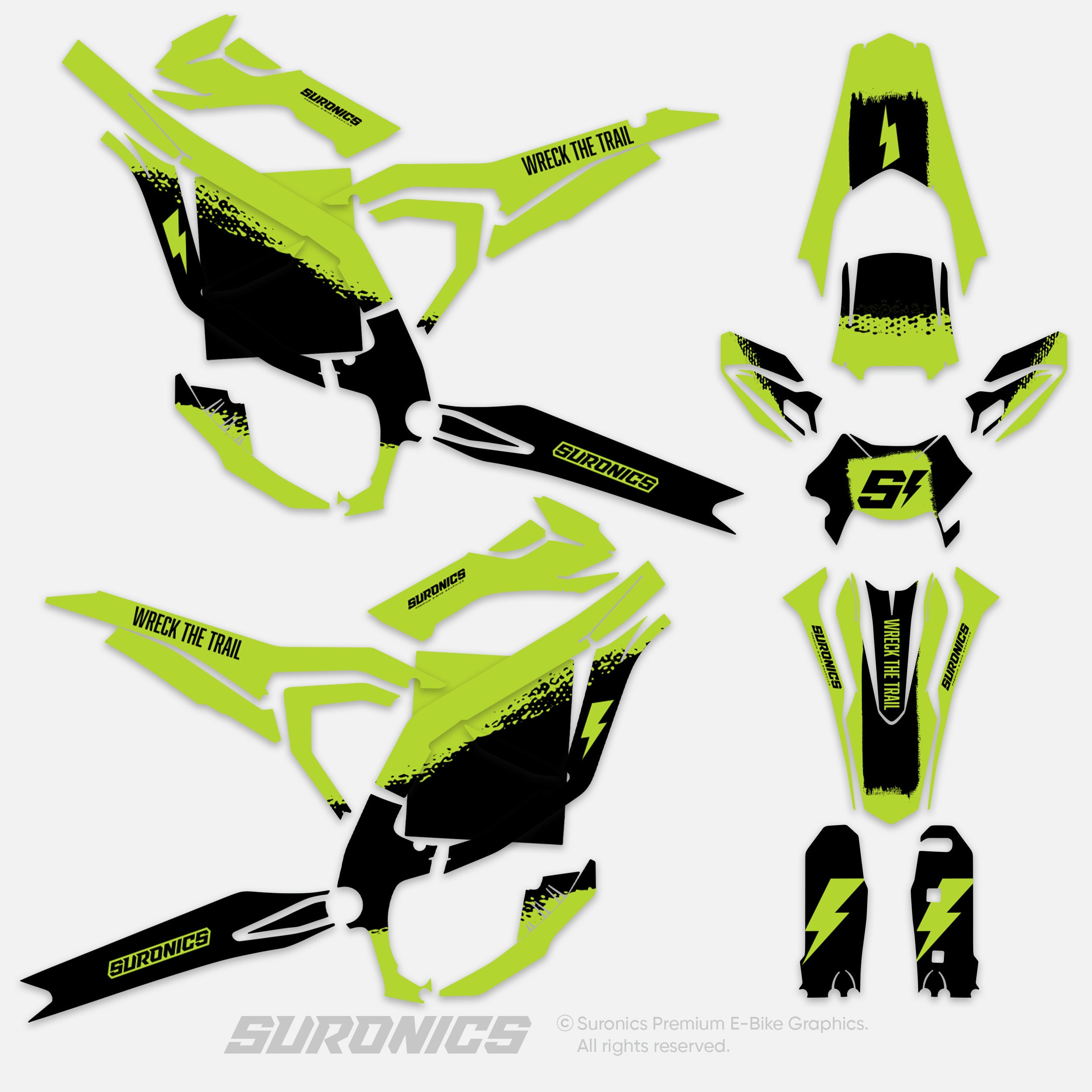 HALF GREEN BLACK Surron Ultra Bee Graphics kit