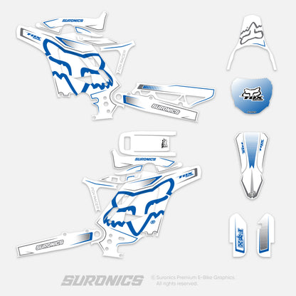 FOX RACER WHITE BLUE Eride Pro Mini R Graphics kit