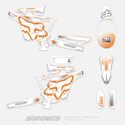 FOX RACER WHITE ORANGE Eride Pro Mini R Graphics kit