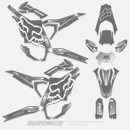FOX RACER GREY WHITE Surron Ultra Bee Graphics kit