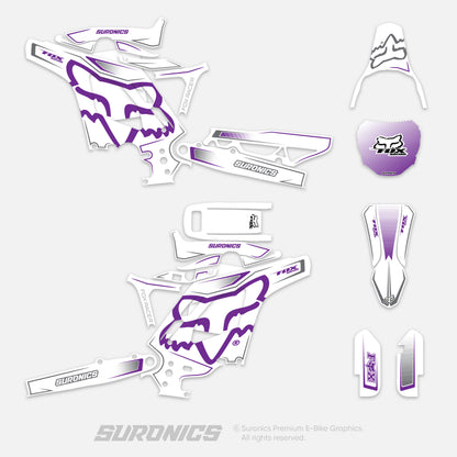 FOX RACER WHITE PURPLE Eride Pro Mini R Graphics kit