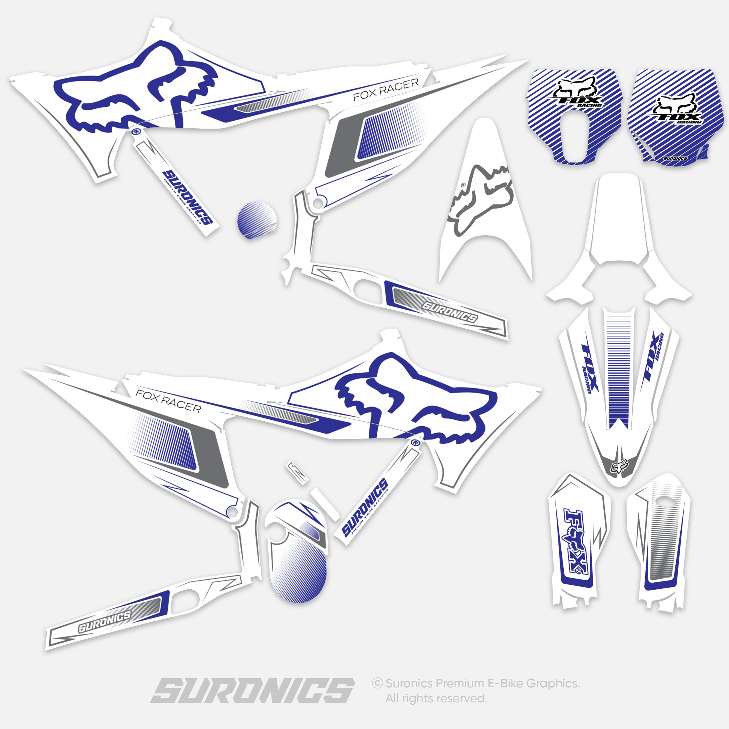 FOX RACER WHITE BLAUER Stark Varg Graphics kit