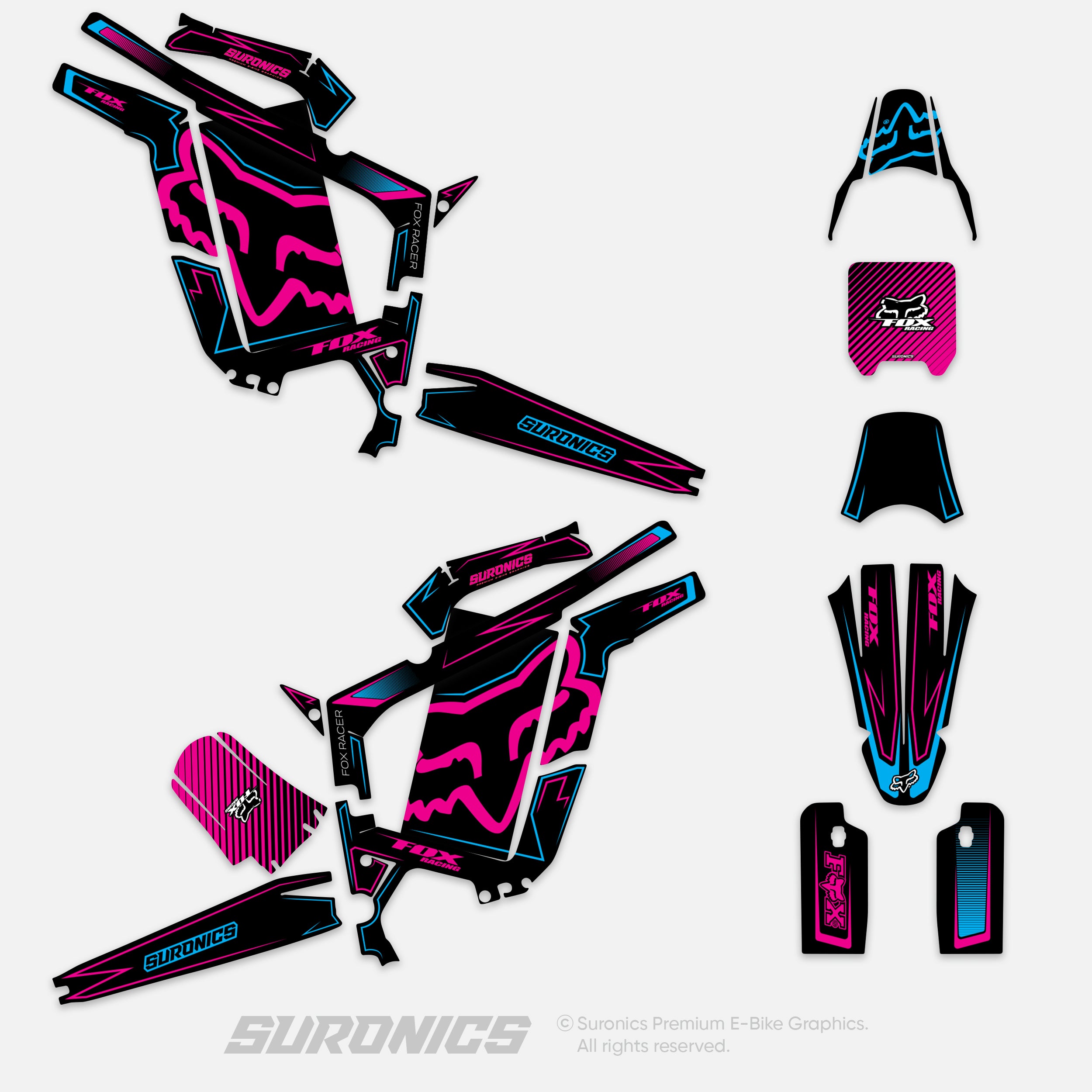 FOX RACER BLACK MAGENTA Rerode R1 Graphics kit