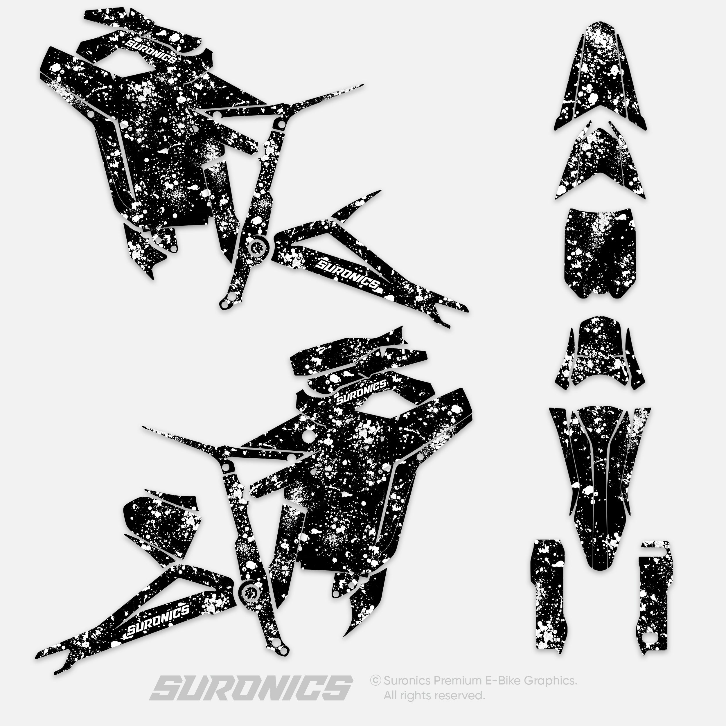 SPLATTER BLACK WHITE Talaria Sting MX5 PRO Graphics kit