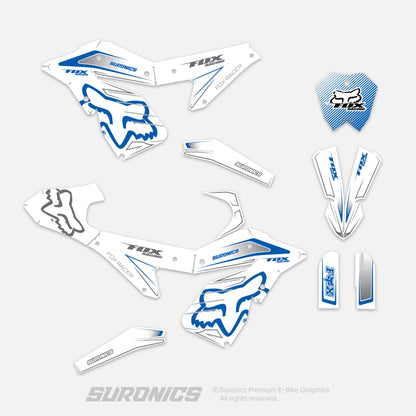 FOX RACER WHITE BLUE ETM RTR Graphics kit
