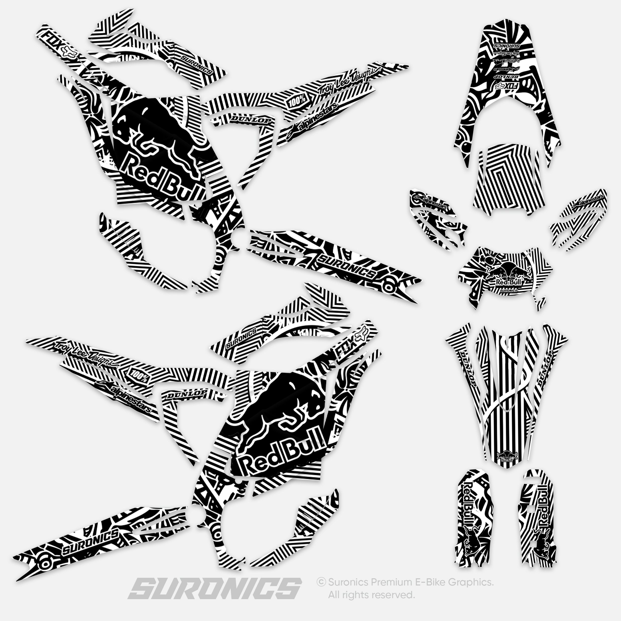 RACE ART BLACK WHITE Surron Ultra Bee Graphics kit