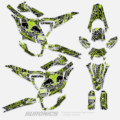 STICKY BLACK GREEN Surron Ultra Bee Graphics kit