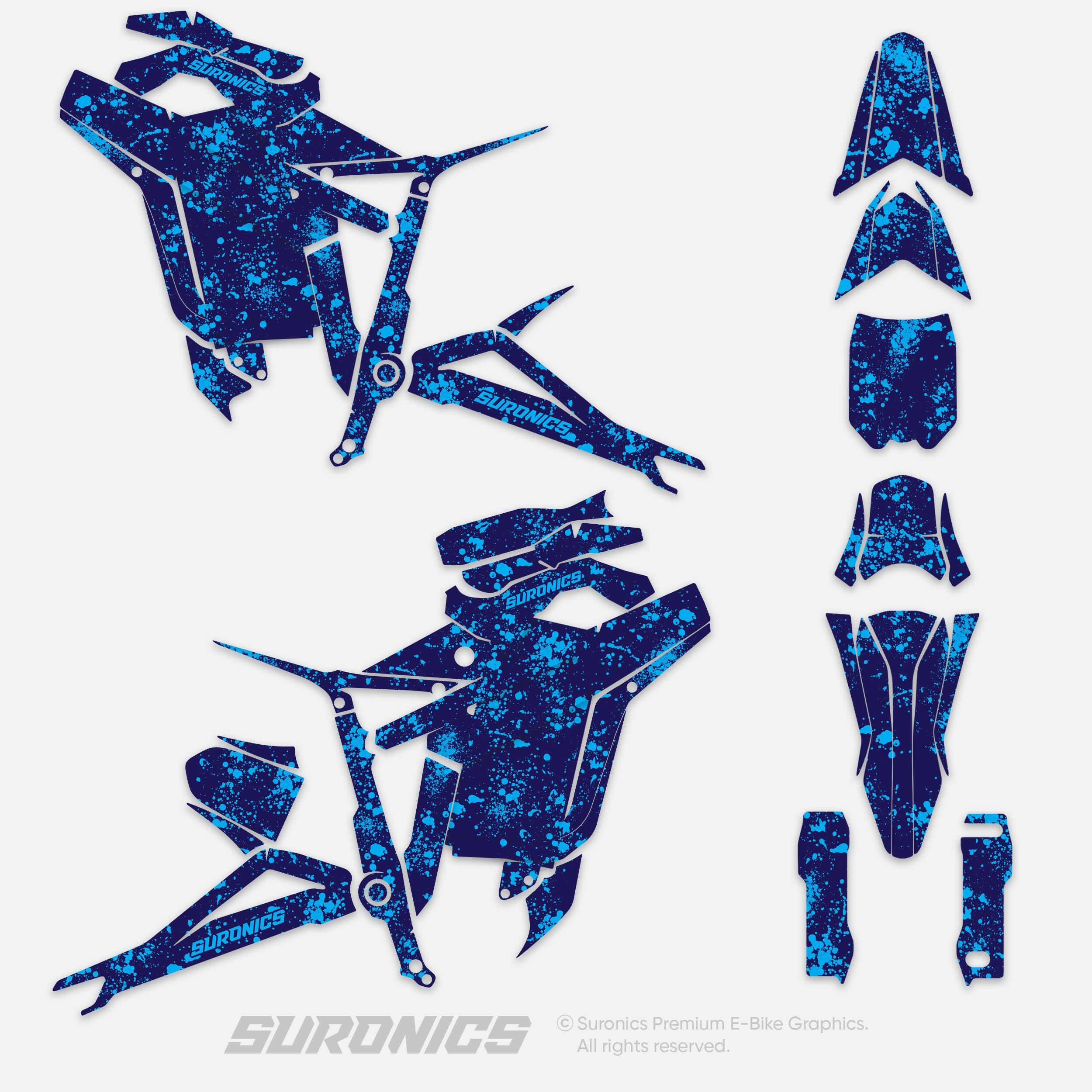 SPLATTER NAVY CYAN Talaria Sting MX5 PRO Graphics kit
